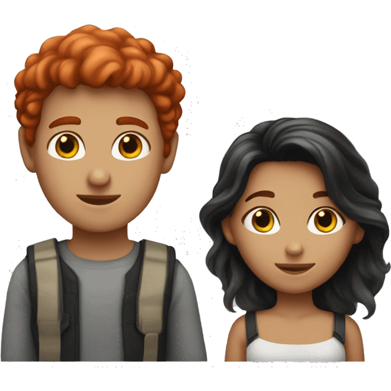 "A red-haired, fair-skinned girl and a black-haired, fair-skinned boy." emoji