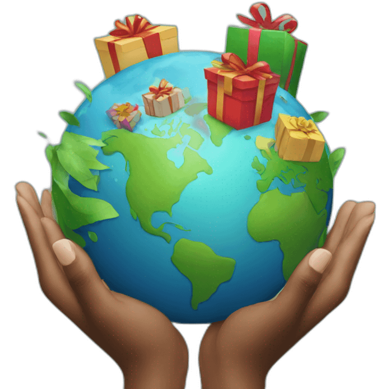 earth receiving gifts emoji