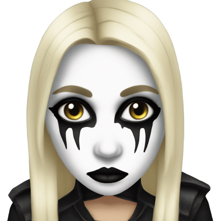 Blond girl wearing black metal corpse paint emoji