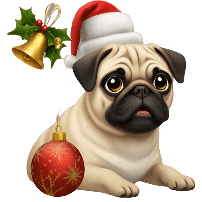 Christmas bells and pug emoji