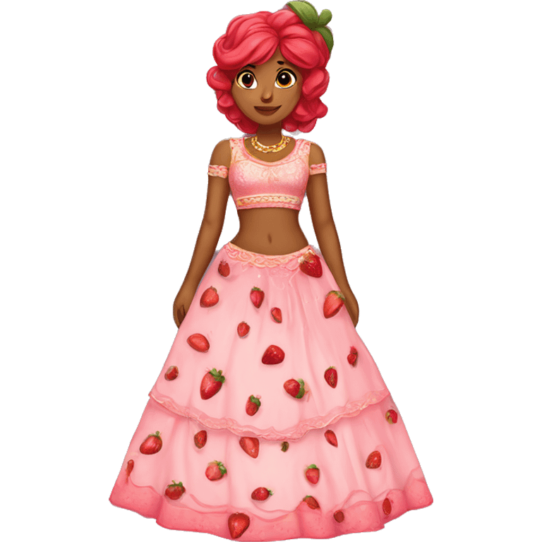 strawberry shortcake in a lehenga  emoji