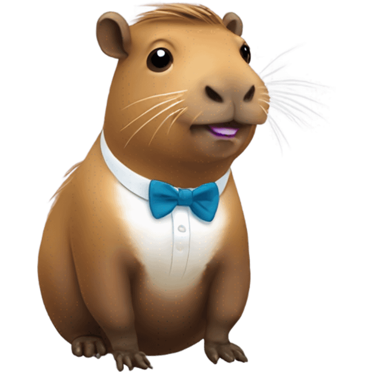 ￼ Capybara with a bow tie and pooping rainbow emoji