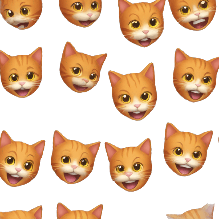 Orange cat smiling with flees on him  jumping  emoji