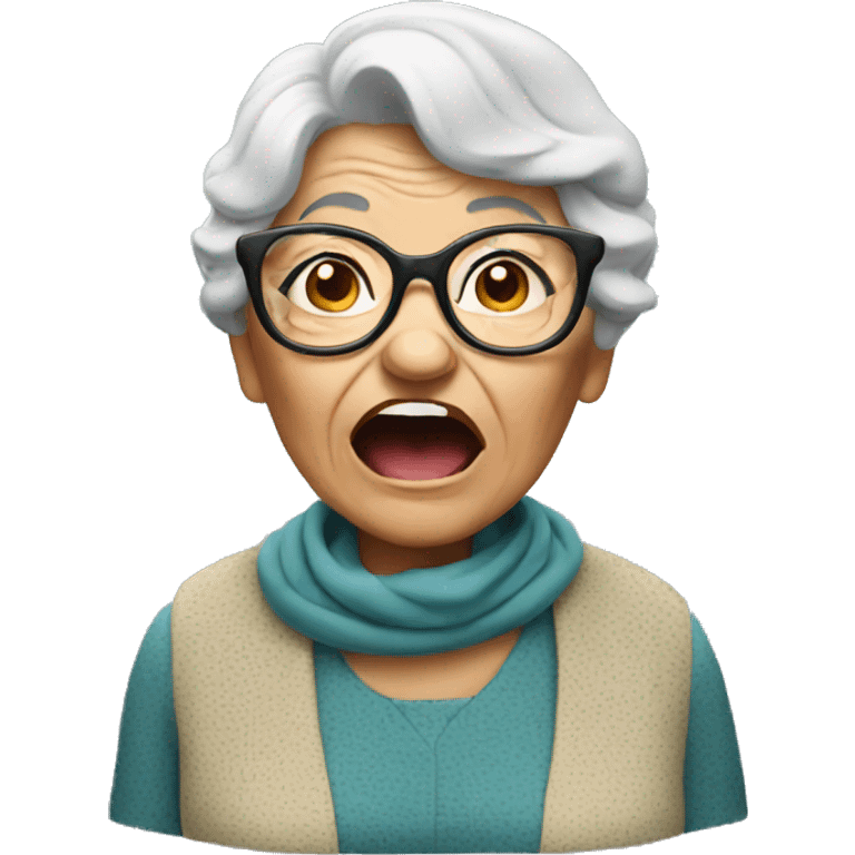 Granny wearing Glasses with open mouth  emoji