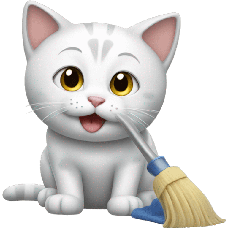 cat cleaning  emoji