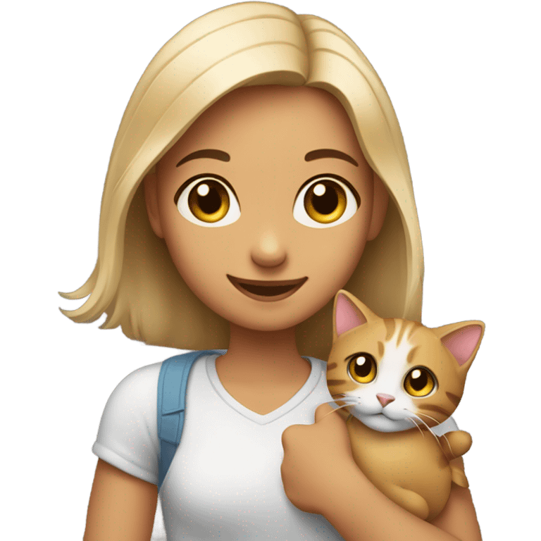 Girl with a cute cat emoji