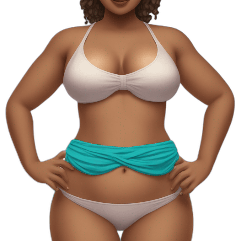 Slim-thicc Caucasian woman small bikini pose (beach body) emoji