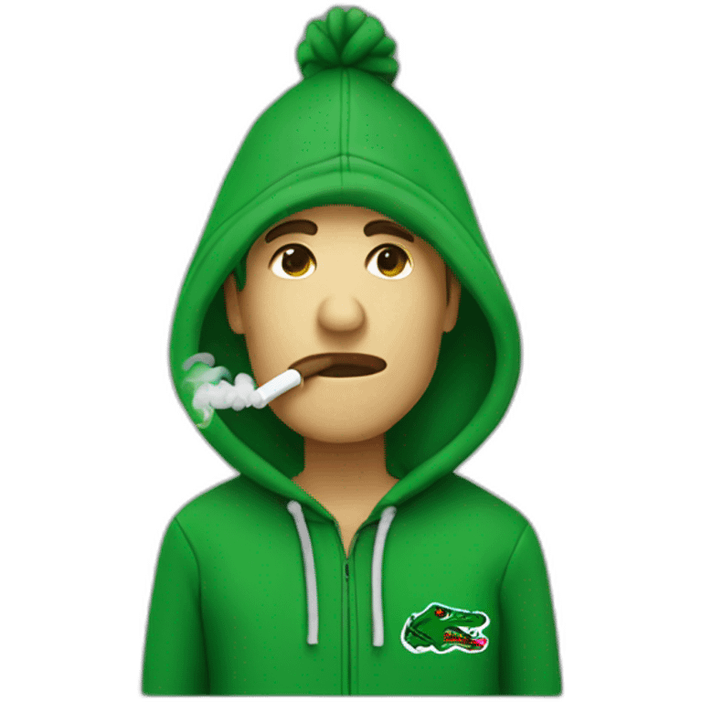 Guy smoking weed using lacoste hoodie emoji