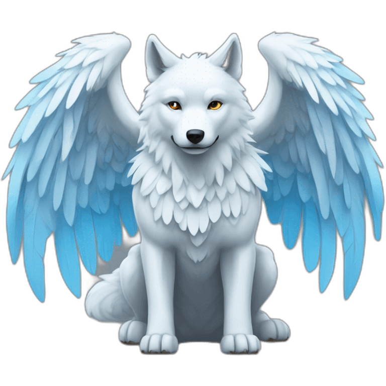 Whitelightblue wolf with wings emoji