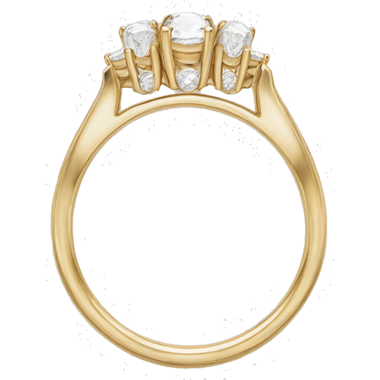 Oval gold engagement ring with two pear stones on the sides emoji