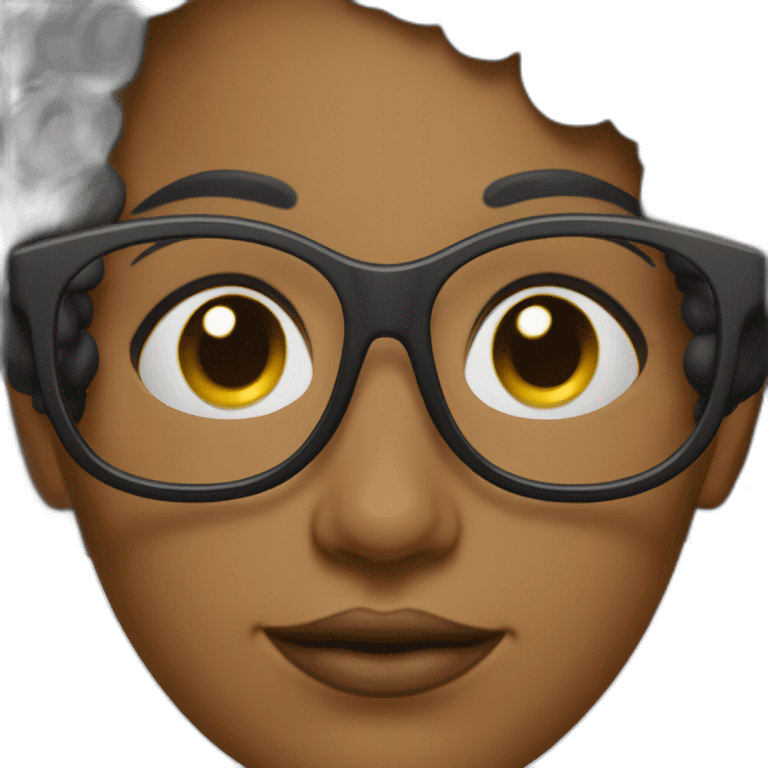 mujer bonita pelo negro y moño con lentes opticos emoji