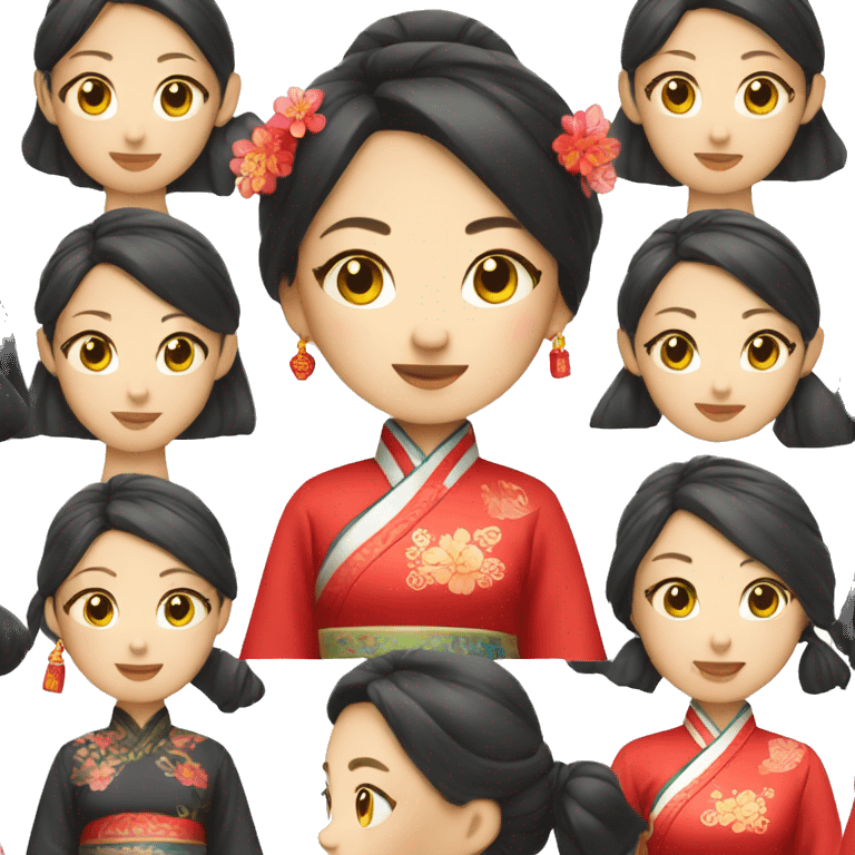 Chinese lady wear Chinese traditional clothes emoji