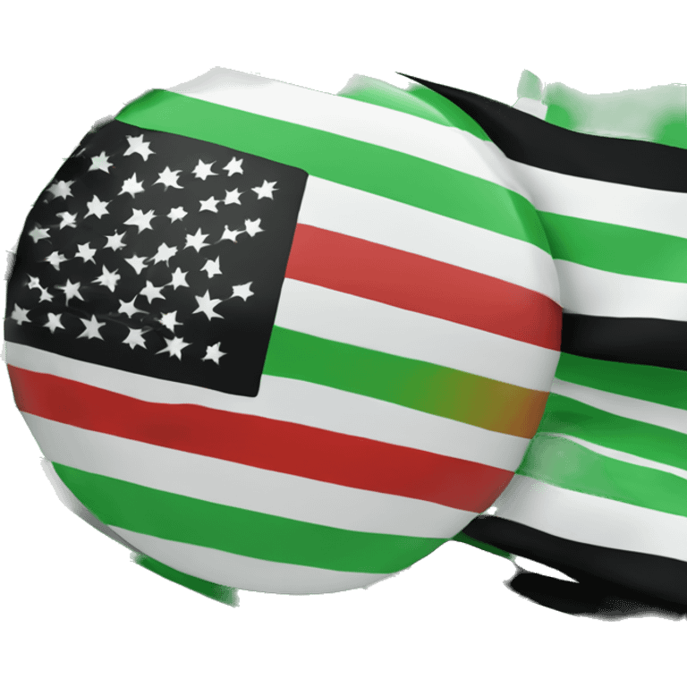 One single flag of three horizontal stripes: green, white, and  black and in the center of the flag there is three red stars emoji