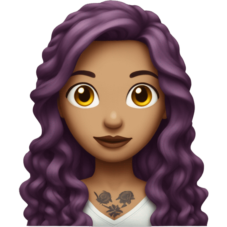 Tattooed girl with long Burgundy hair emoji