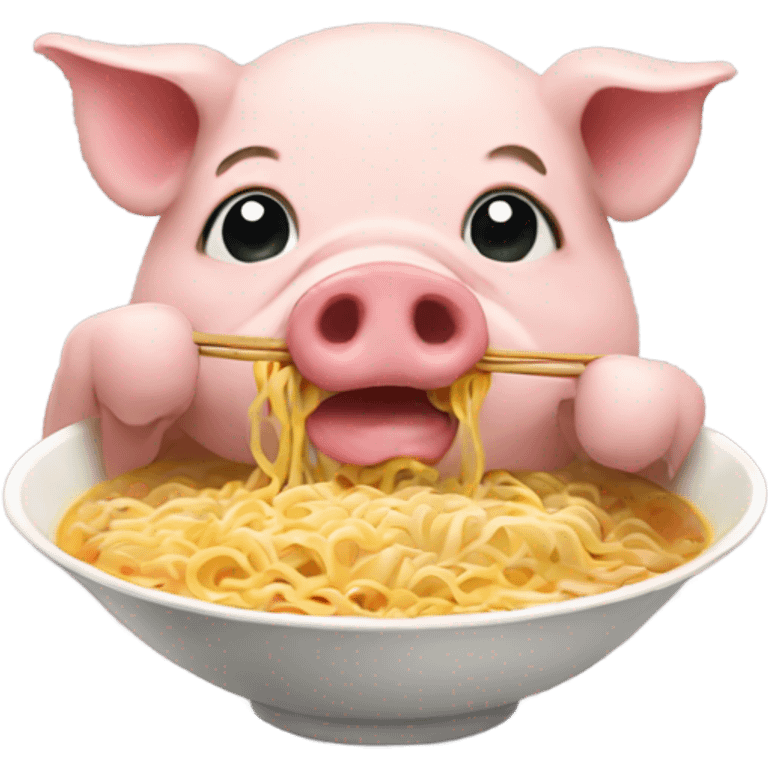 A pig eating ramen  emoji