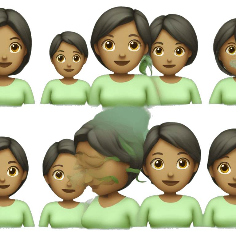 Pregnant woman all in light green with light green skin from the side  emoji