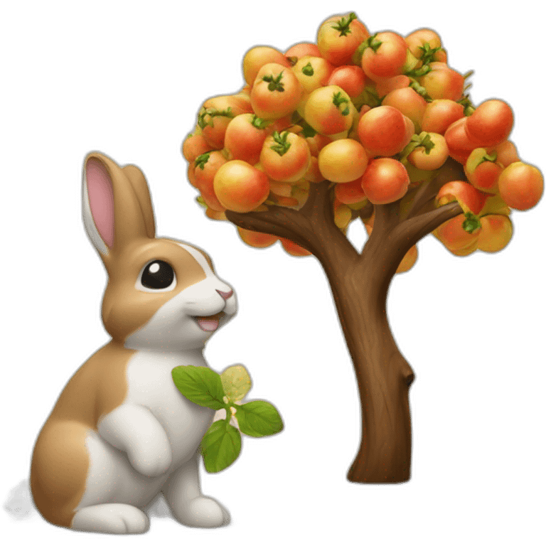 Fretchen und Hase zusammen unter einen kirschbaum emoji