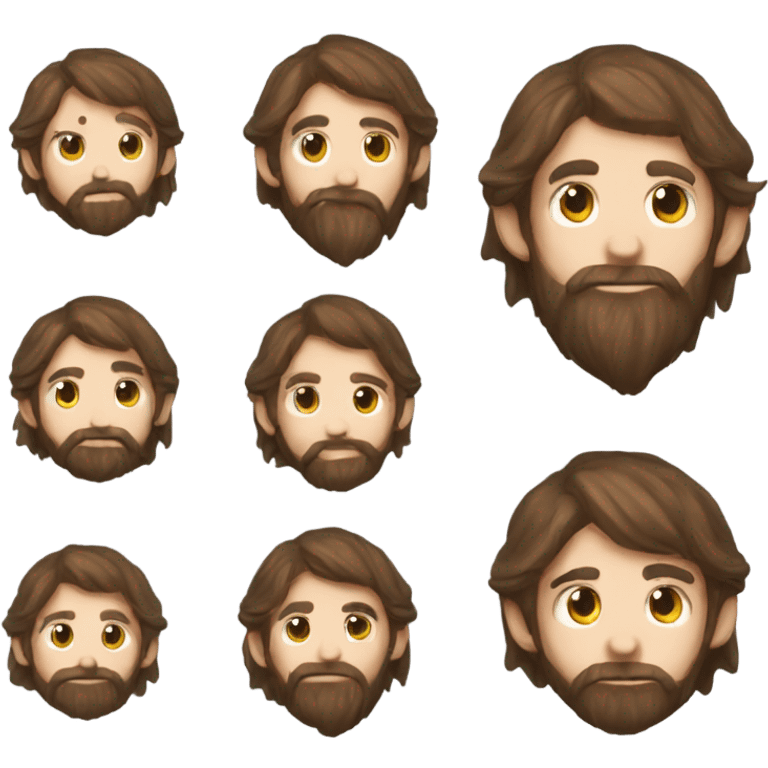 Slender male, vines, pointed elf ears, long flowing hair, brown hair, long beard,  emoji