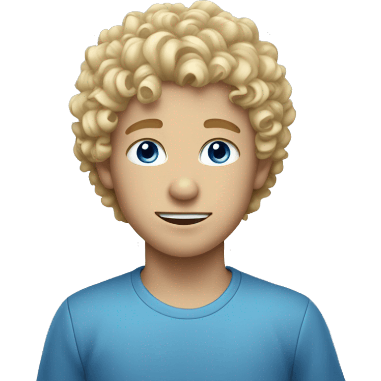 Blonde curly haired boy with blue eyes emoji