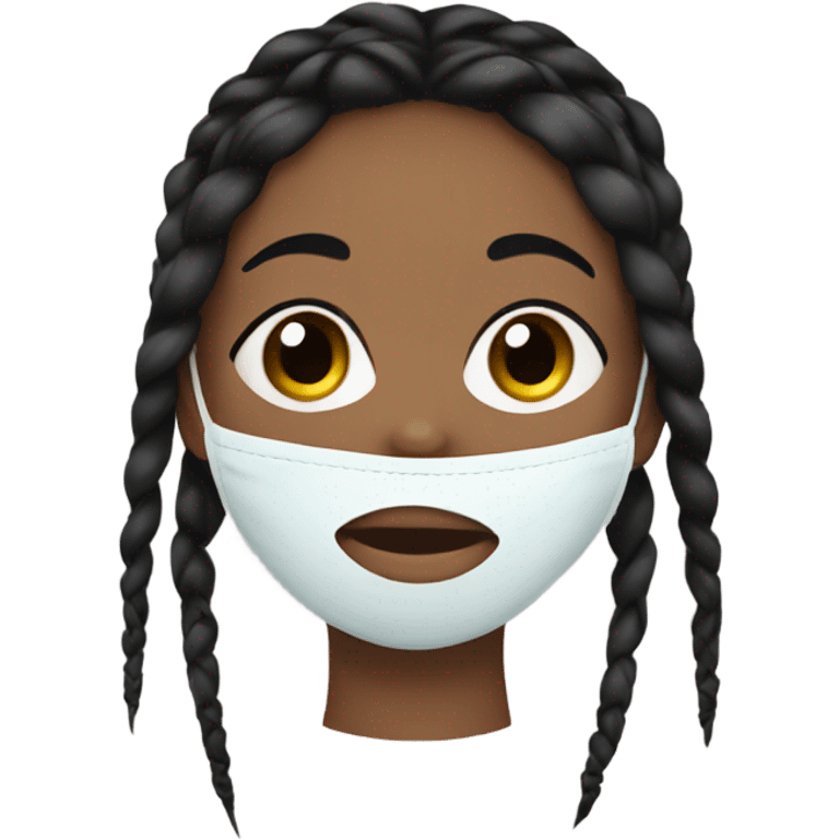 girl with black braids doing a face mask emoji