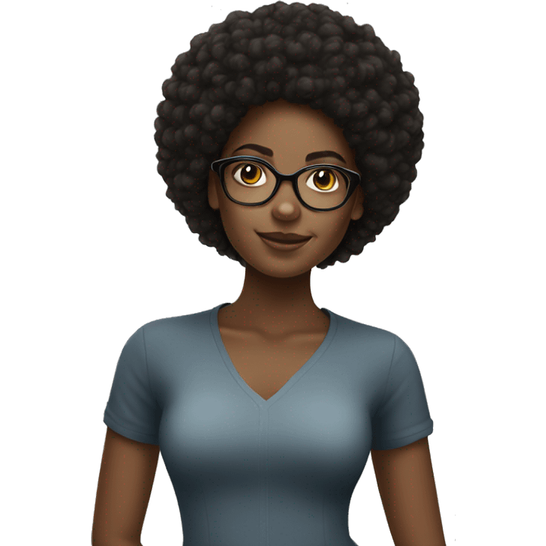 pretty black  girl with afro and glasses  emoji