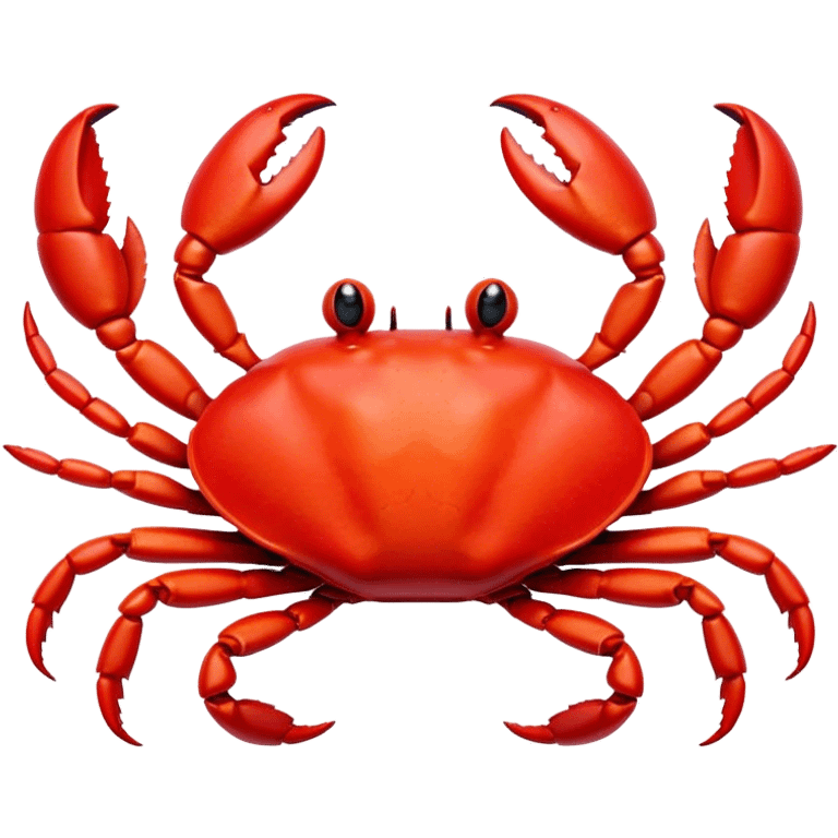 Cinematic Cute Red Crab Portrait Emoji, Head tilted playfully and inquisitively, featuring a compact, vibrant scarlet carapace with adorably small, expressive eyes and gentle, rounded pincers, Simplified yet irresistibly adorable features, highly detailed, glowing with a warm, friendly oceanic glow, high shine, affectionate and lively, stylized with a touch of seaside whimsy, soft glowing outline, capturing the essence of a mischievous yet loving red crab that seems as if it could pinch its way out of the screen into your arms! emoji