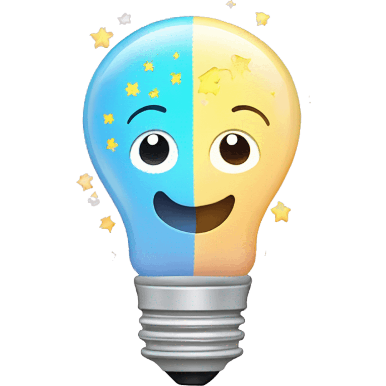 light bulb with little brain and stars inside pastel colo emoji