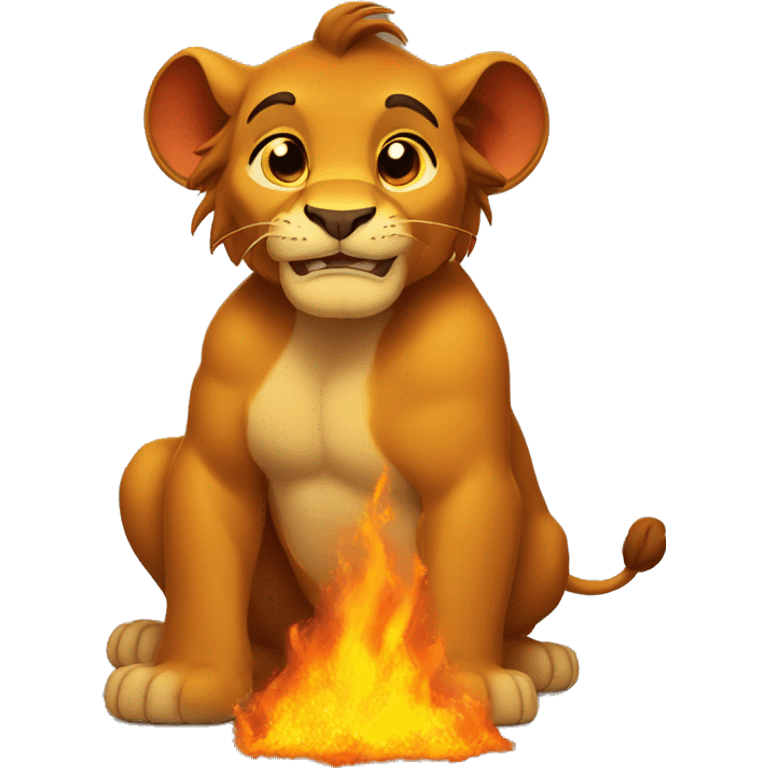 Simba with fire emoji emoji