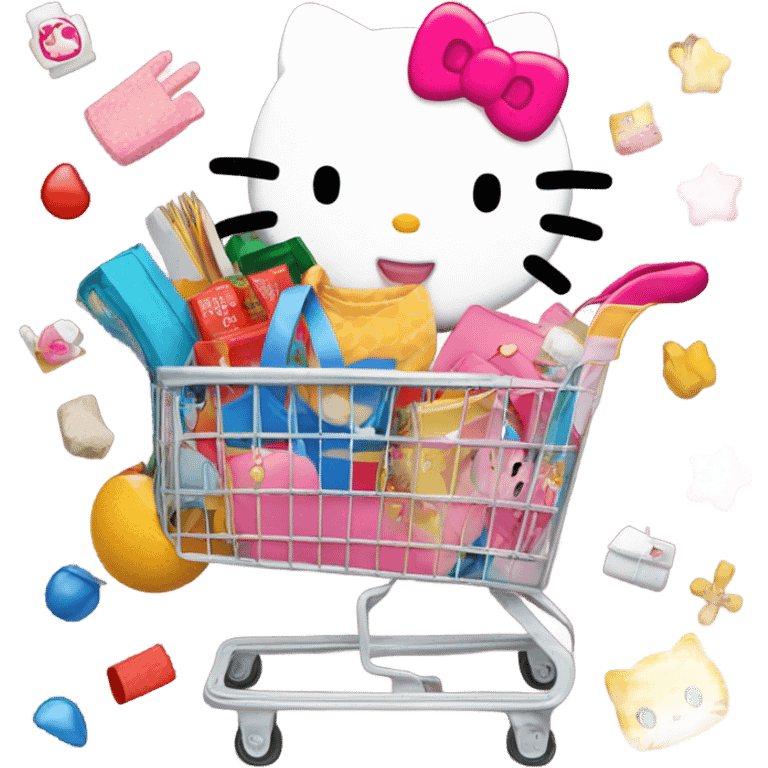 Hello kitty with a shopping cart  emoji