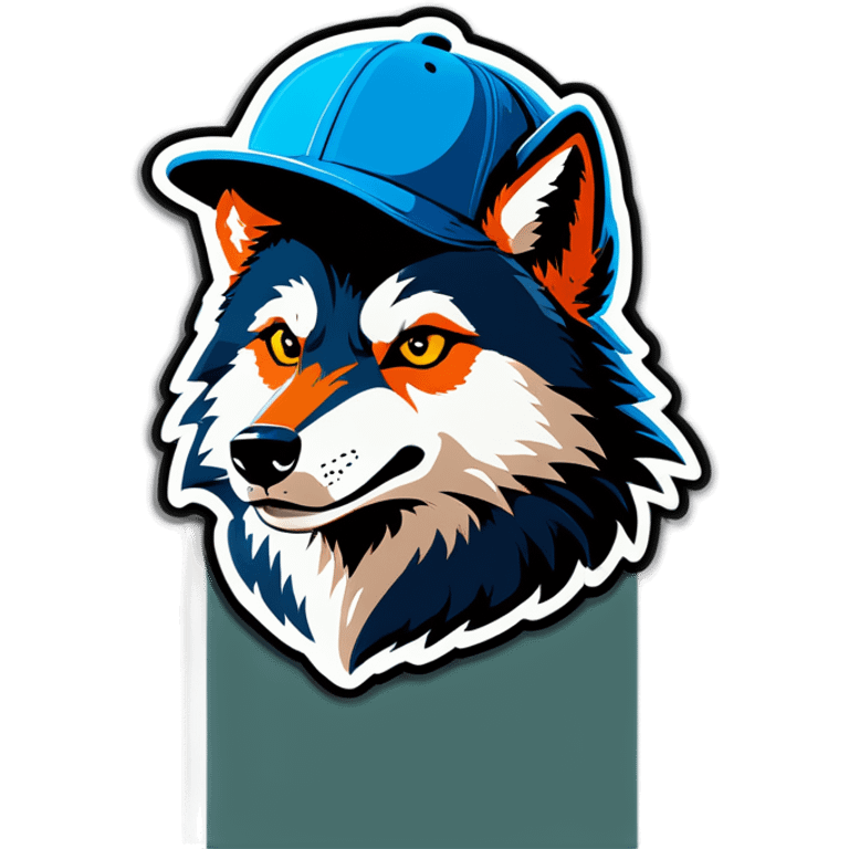 Loup gris avec casquette pleure  emoji