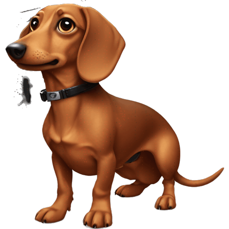 dachshund holding a fake gun emoji