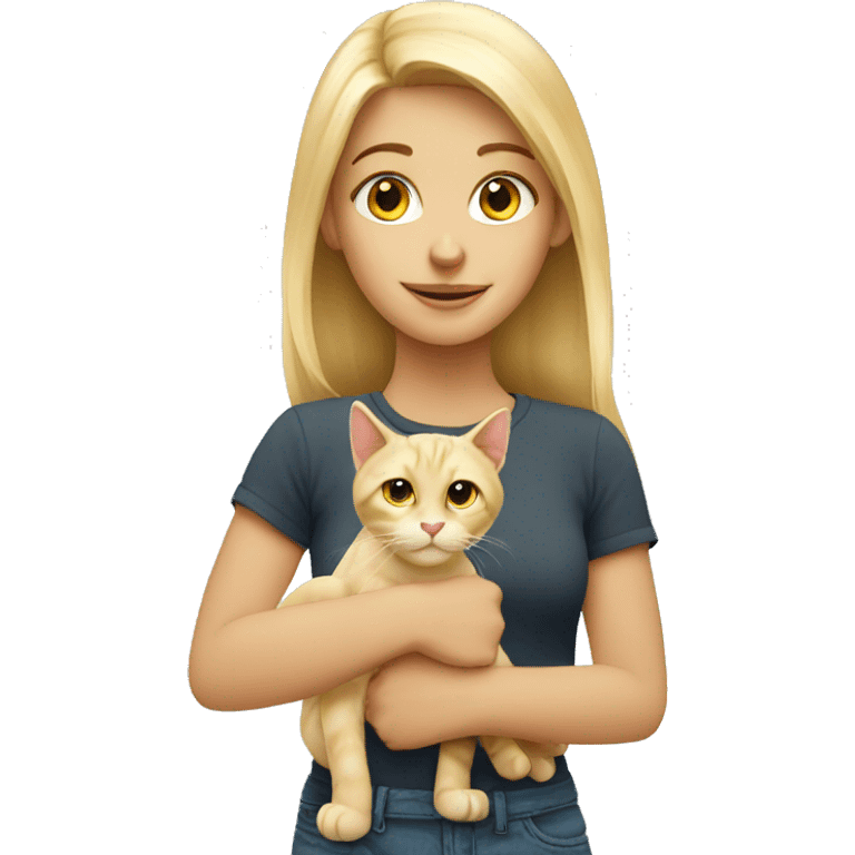 blond girl with cat emoji