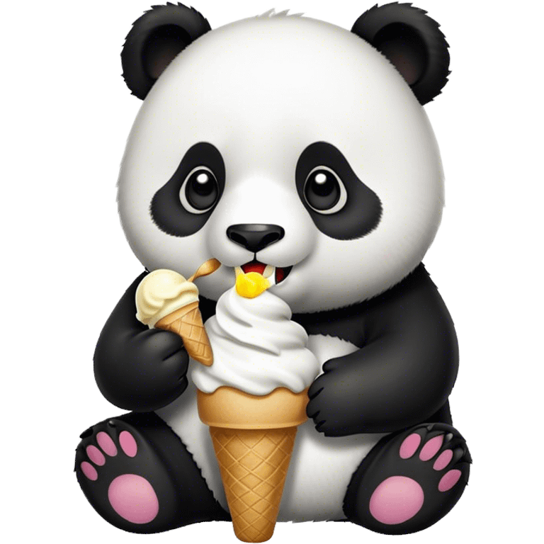 Panda eating ice cream emoji