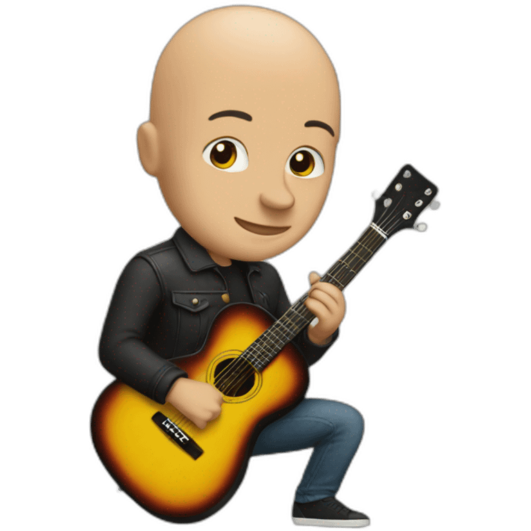 Bald with guitar emoji