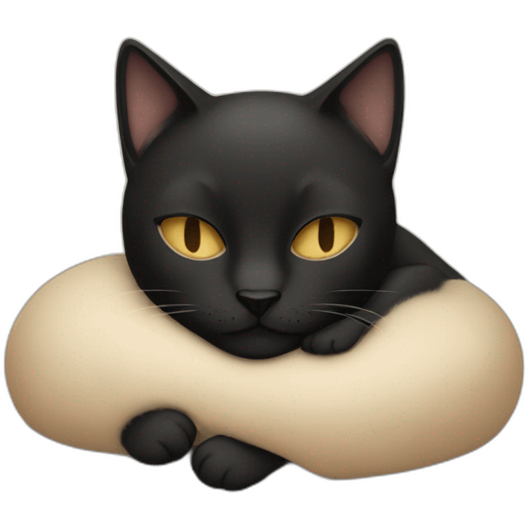 Beige and black cat sleeping together emoji