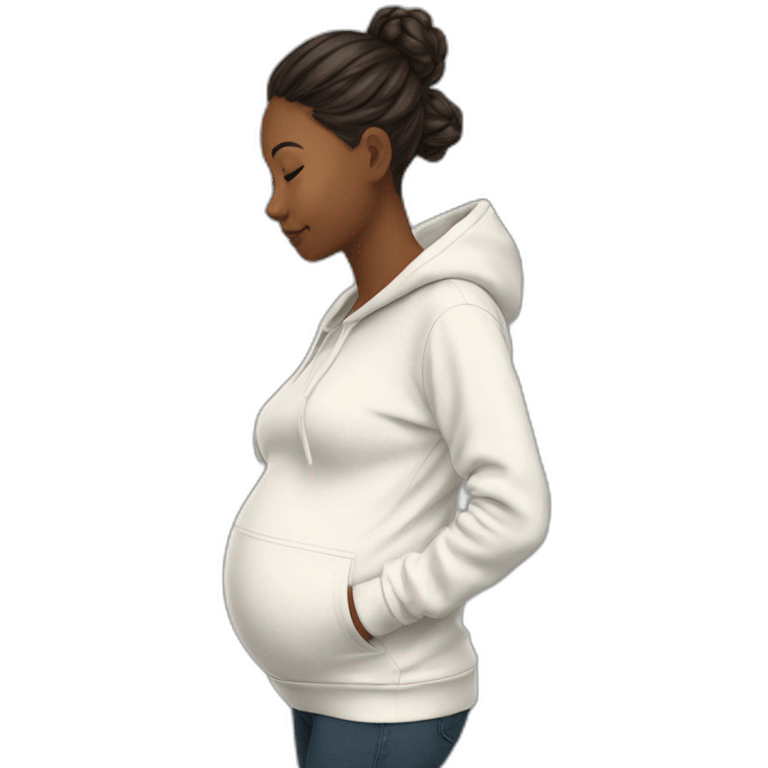 hoodie sweatshirt pregnant woman side view emoji