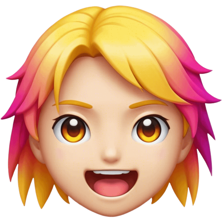 Cinematic Realistic Anime Pop Culture Emoji, featuring a dynamic, stylized portrayal of iconic anime characters rendered with vibrant textures and energetic, colorful lighting. emoji