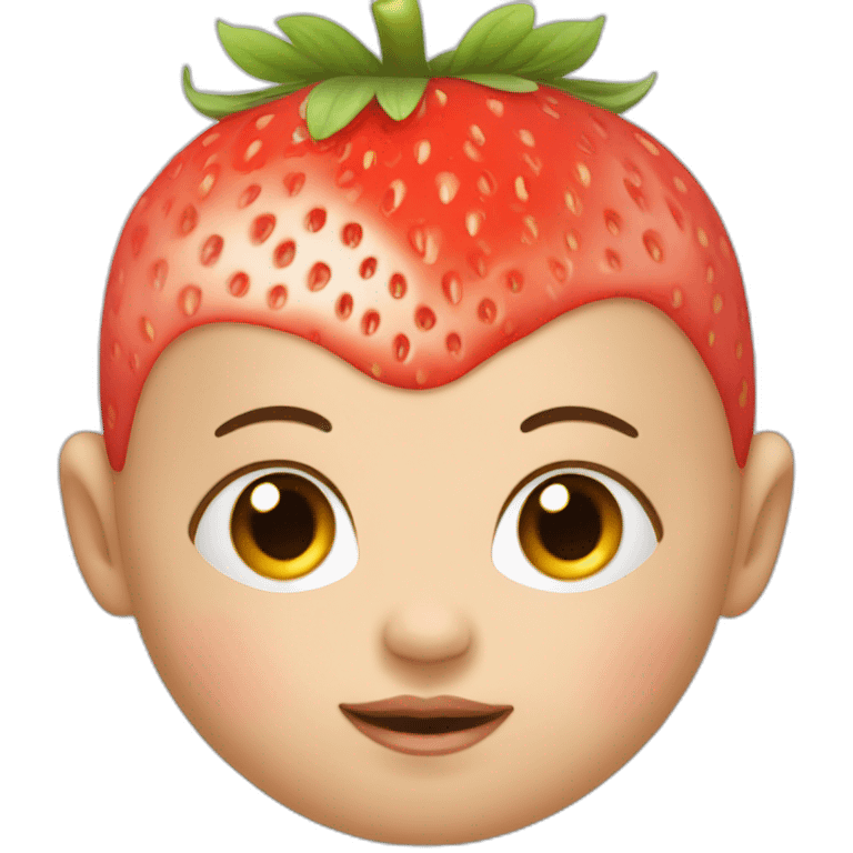 Baby face with eyes closed with a strawberry on top of the head emoji