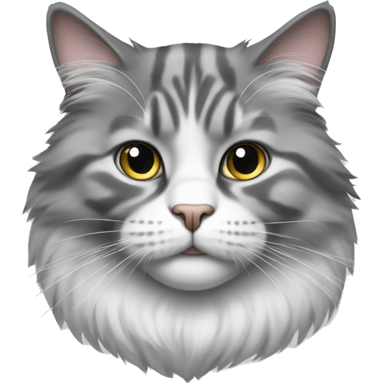 Big fluffy house cat that is white and grey emoji