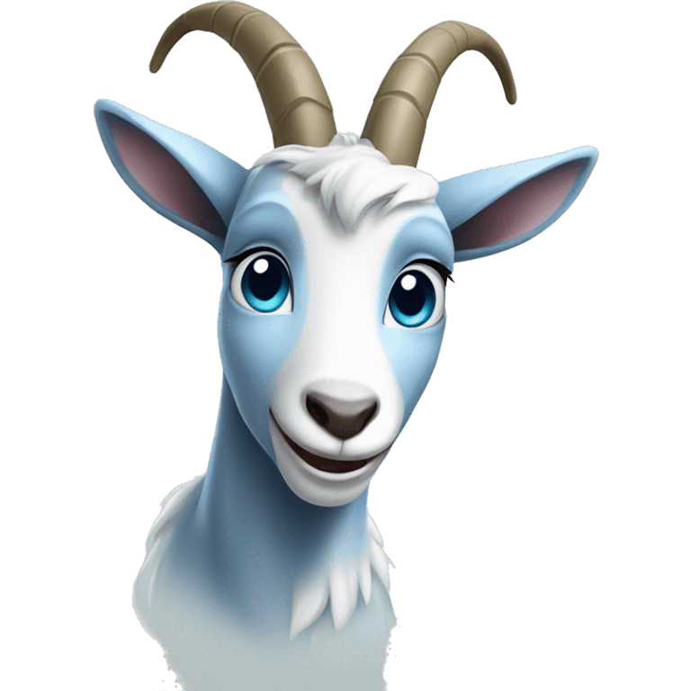 Blue goat whole body pretty smiling excited bluegreen eyes female emoji