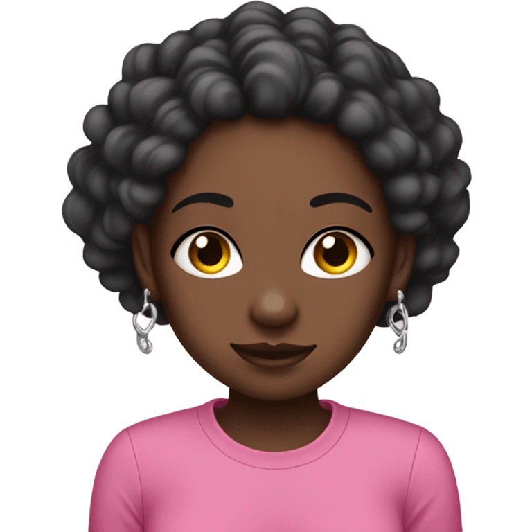 dark-skinned girl with piercings and pink shirt emoji