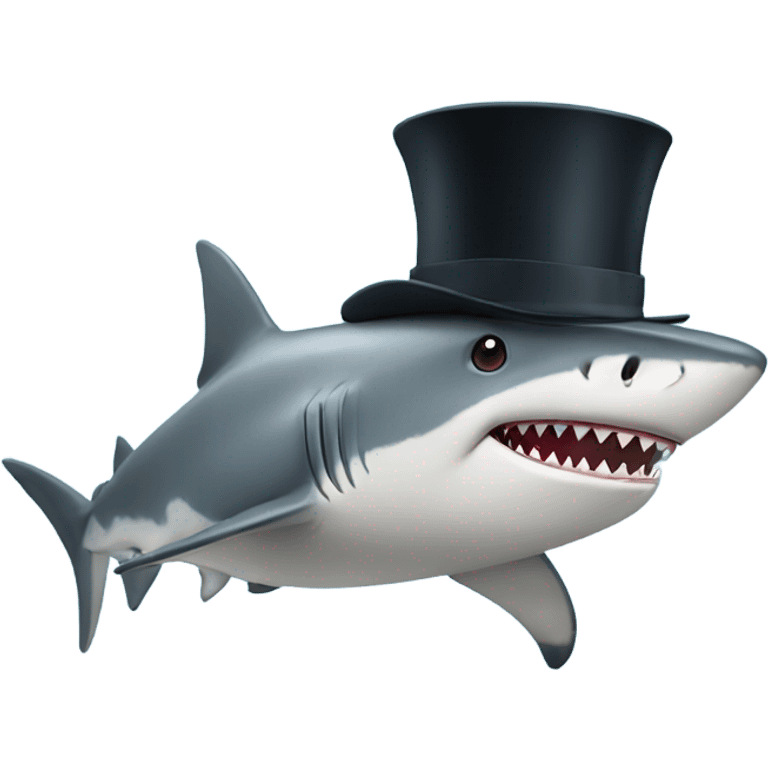 Shark with a top hat emoji