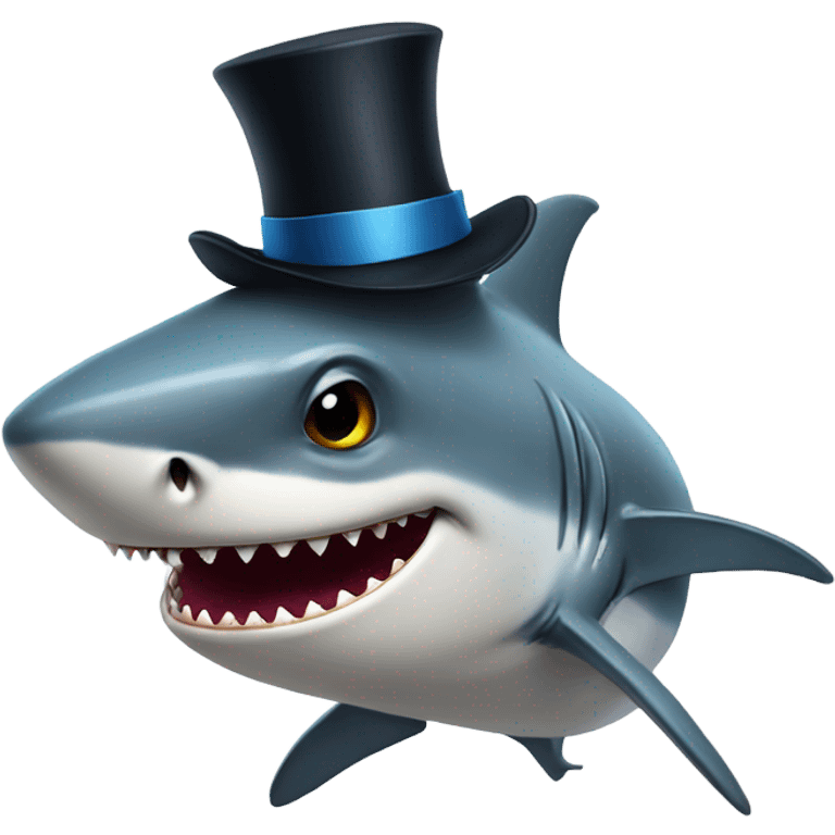 Shark with a top hat emoji