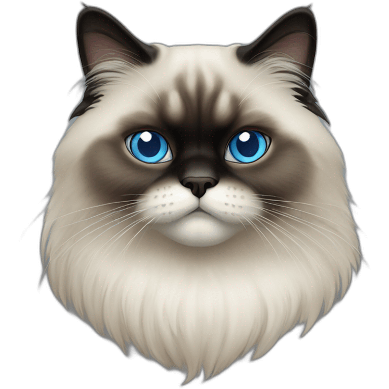 himalayan cat - blue eyes - dark face emoji