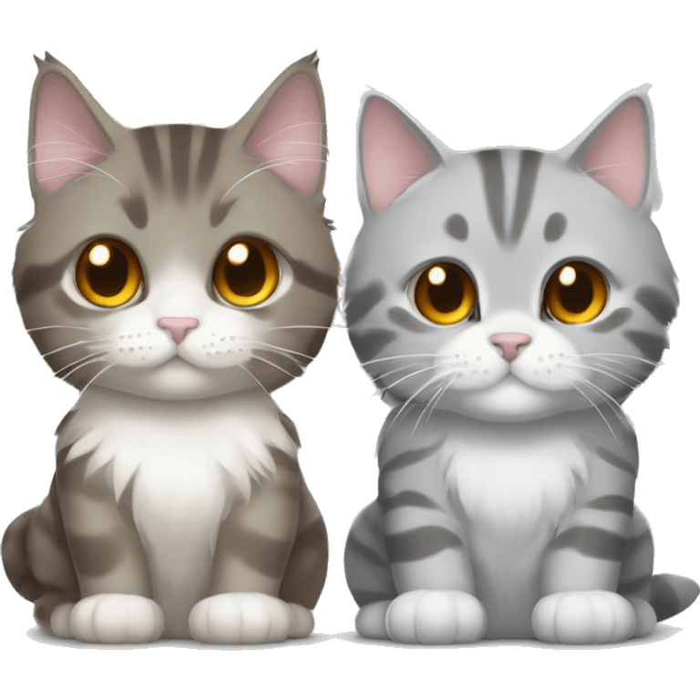 Silver Maine Coon and Brown British shorthair holding hands emoji