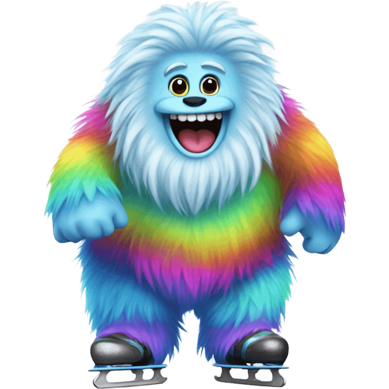 fat rainbow yeti ice skating  emoji