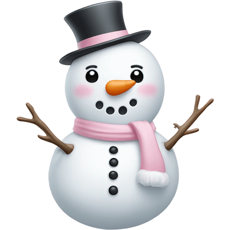 Cute white and light pink snowman emoji