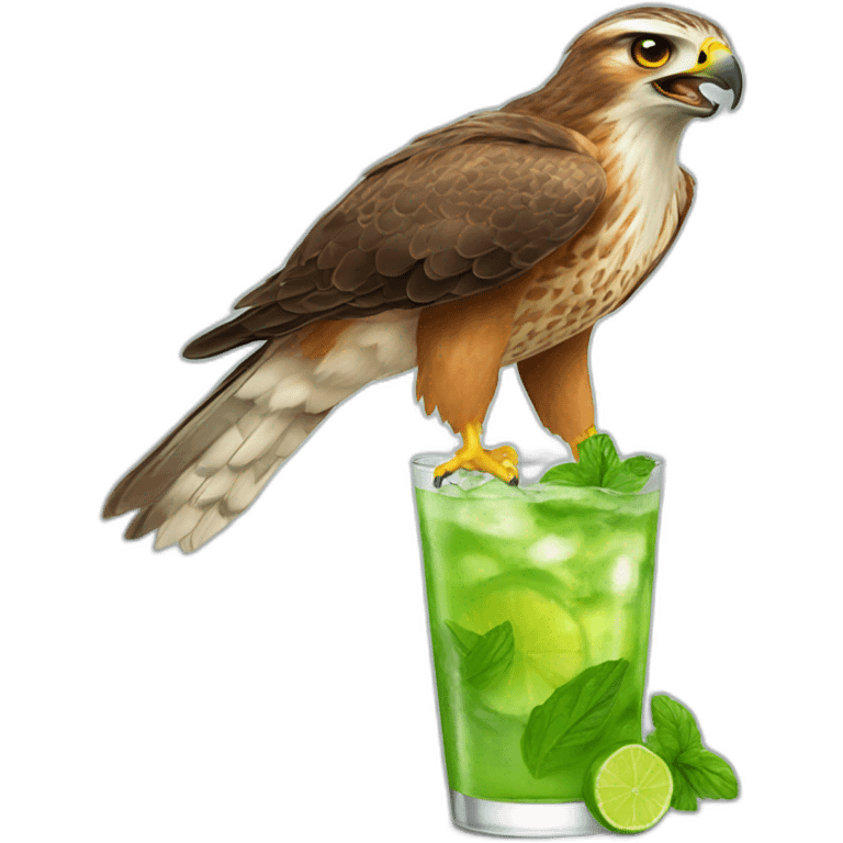 hawk drinking mojito emoji