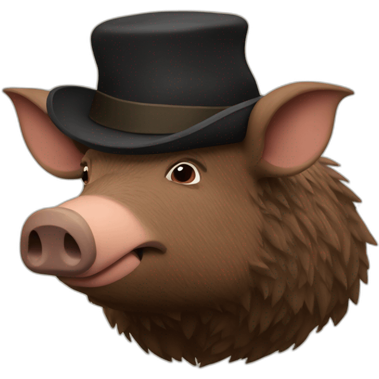 fullface brown boar tired of life with a black winter hat emoji