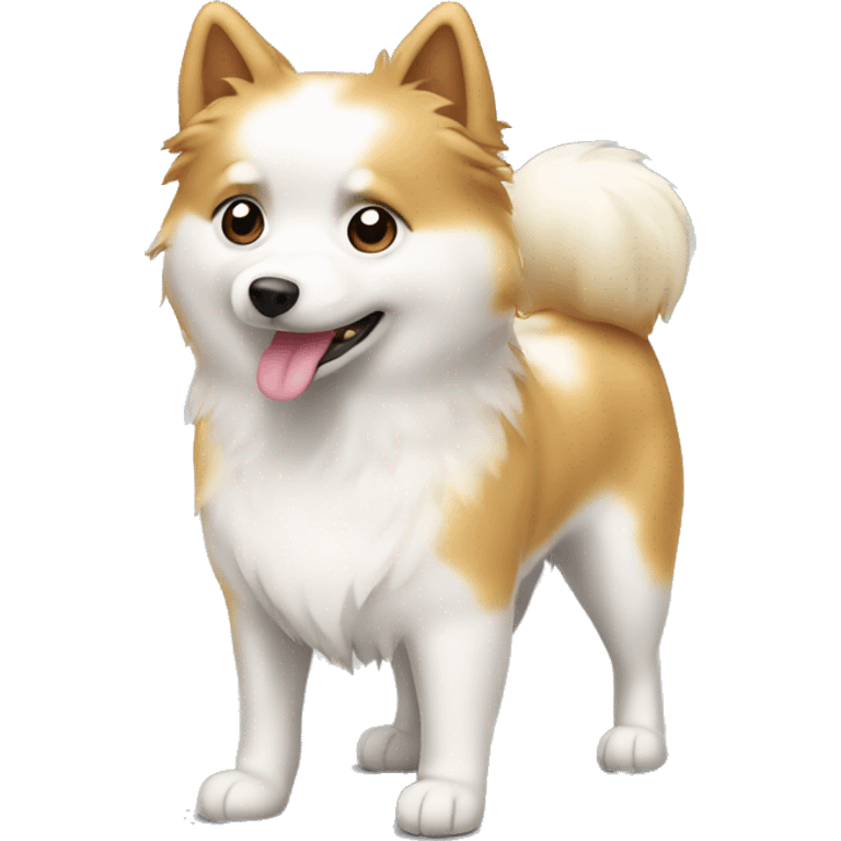 White and blonde spots spitz standing  emoji